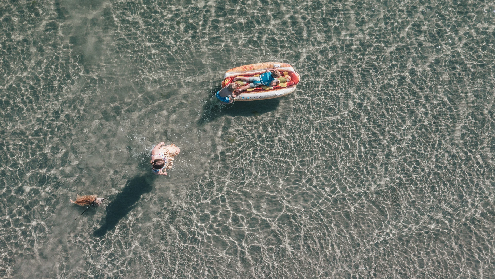 Familie der bader i havet