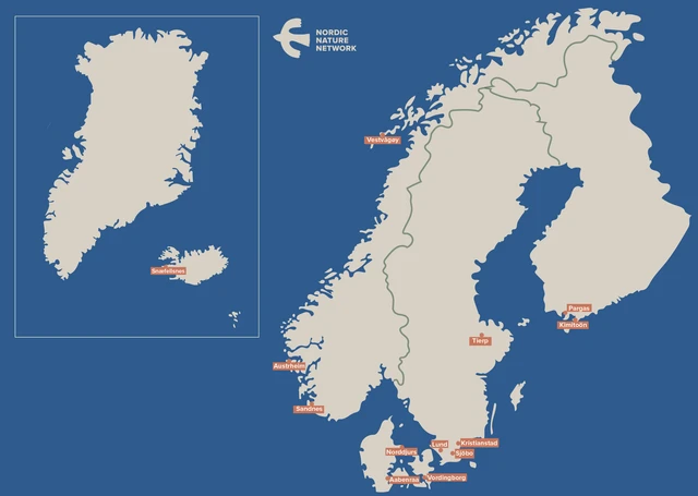 Map of municipalities participating in the Nordic Nature Network