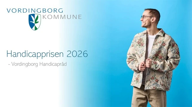 Grafisk billede af en person og med teksten "Handicapprisen 2026" skrevet på